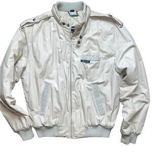 Members Only by Europe Vintage 80's Tan Bomber Jacket with Snap Collar Size 38